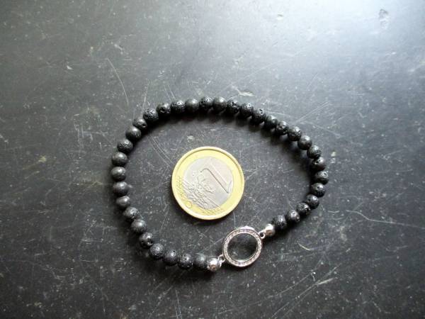 Armband, Symbolarmband, Lava, schwarz, Kreis, Silber, Symbolschmuck
