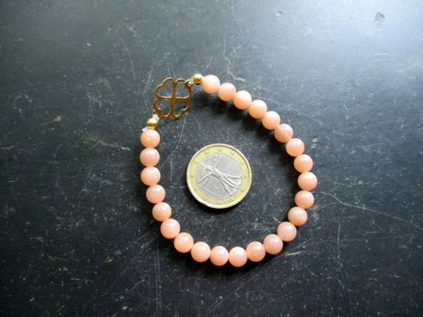 Armband, Symbolarmband, Mondstein, Kleeblatt, Silber, vergoldet, Schmuck