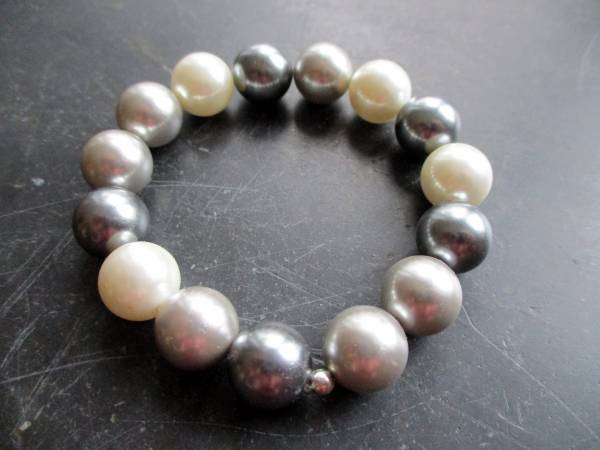 Armband, Muschelkernperle, grau, schimmernd, Silber, Schmuck, Frauen
