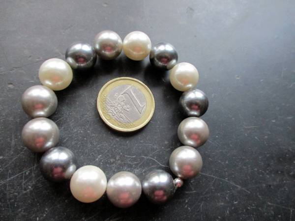 Armband, Muschelkernperle, grau, schimmernd, Silber, Schmuck, Frauen