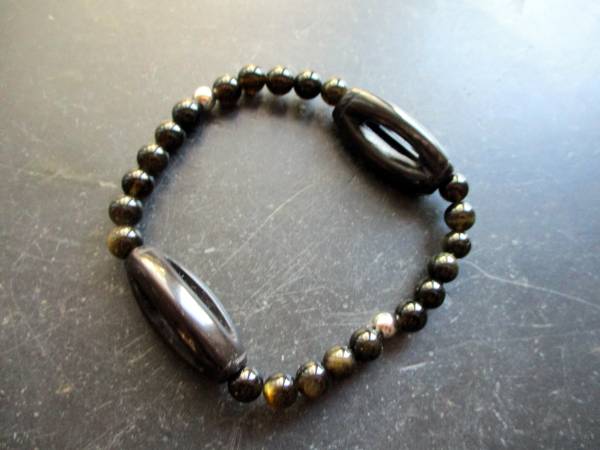 Armband, Obsidian, Goldobsidian, Onyx, schwarz, Schmuck, Männer