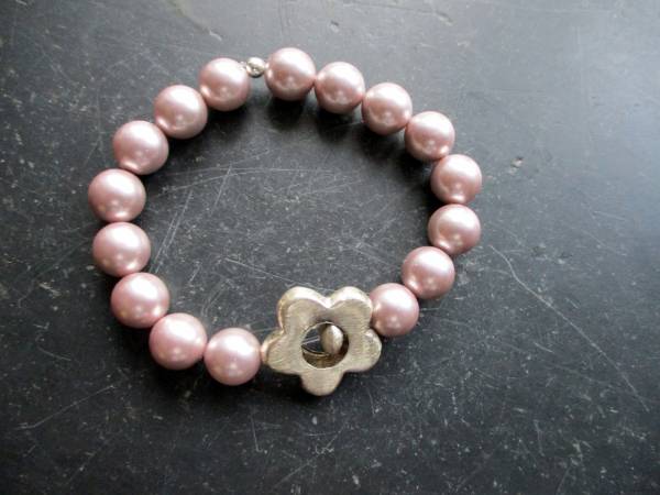 Armband, Perlen, Muschelkernperlen, Blume, Collier, Schmuck, altrosa