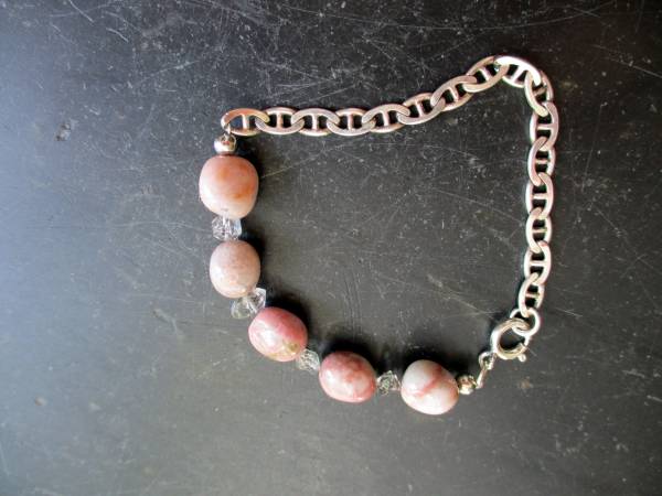 Armband, Silberdraht, Rhodonit, Herkimer Diamant, Schmuck, Frauen