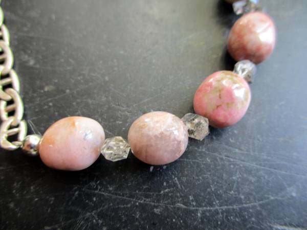 Armband, Silberdraht, Rhodonit, Herkimer Diamant, Schmuck, Frauen