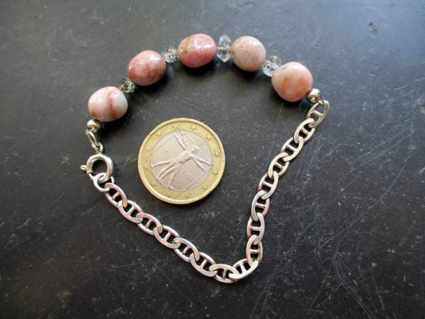Armband, Silberdraht, Rhodonit, Herkimer Diamant, Schmuck, Frauen