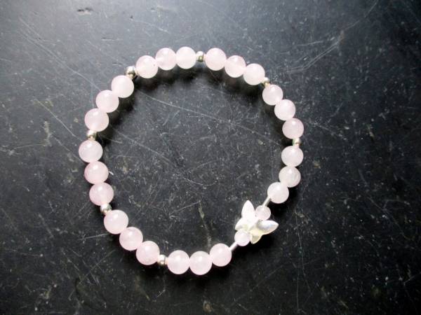Armband, Rosenquarz, rosa, Sterlingsilber, Schmetterling, Schmuck, Frauen