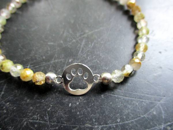 Armband, Rutilquarz, beige, Silber, Pfote, Schmuck, Symbolarmband