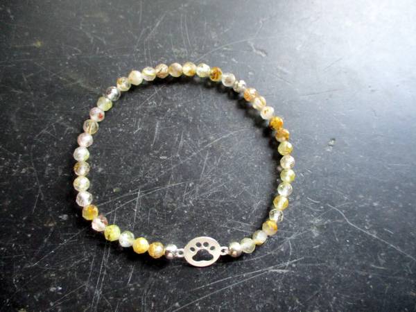 Armband, Rutilquarz, beige, Silber, Pfote, Schmuck, Symbolarmband