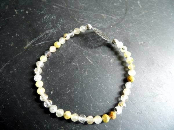 Armband, Symbolarmband, Rutilquarz, facettiert,  Blume des Lebens, Silber, weiß, beige