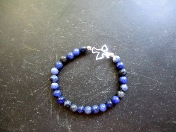 Armband, Symbolarmband, Sodalith, Friedenstaube, Sterlingsilber, Taube