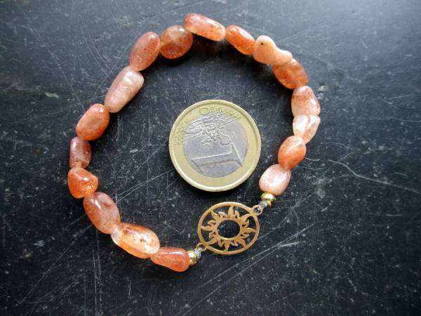 Armband, Sonnenstein, orange, Sonne, Sterlingsilber, vergoldet, Symbol Armband