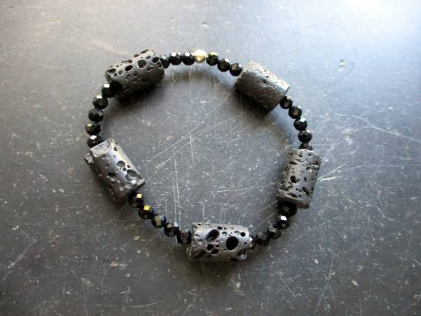 Armband, schwarz, Turmalin, facettiert, Lava, Silber, Schmuck, Frauen