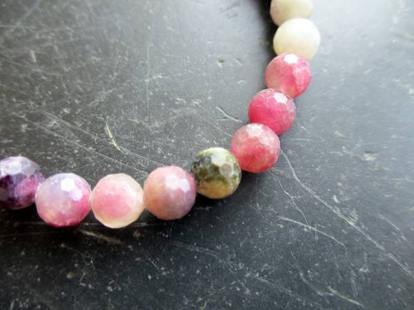 Armband, Turmalin, Turmalin bunt, Unisex, Wassermelonenturmalin, facettiert
