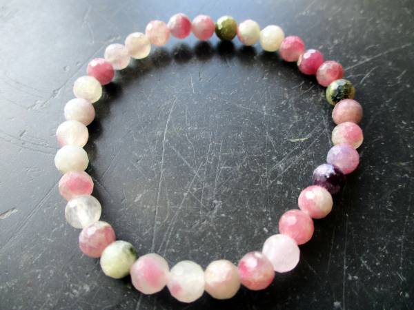 Armband, Turmalin, Turmalin bunt, Unisex, Wassermelonenturmalin, facettiert