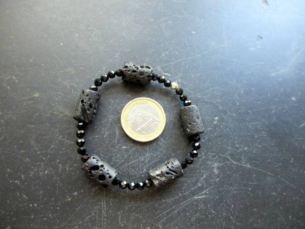 Armband, schwarz, Turmalin, facettiert, Lava, Silber, Schmuck, Frauen