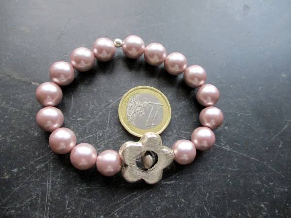 Armband, Perlen, Muschelkernperlen, Blume, Collier, Schmuck, altrosa