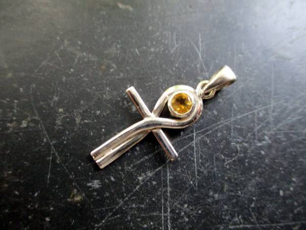 Atlantiskreuz, Ankh, Atlantis, Kreuz, Silber, Citrin, gelb, Atlantis, Schutz, Esoterik