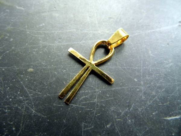 Anhänger, Kreuz, Atlantiskreuz, Ankh, Sterlingsilber, klein, vergoldet