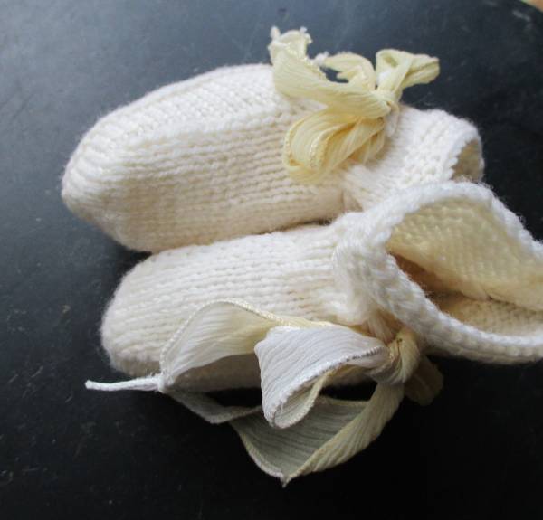 Baby Schuhe, Schühchen, Booties, Wolle, wollweiß, Baby, Puppen