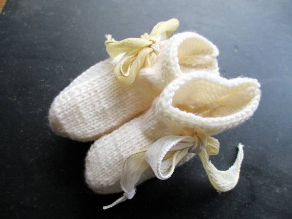 Baby Schuhe, Schühchen, Booties, Wolle, wollweiß, Baby, Puppen