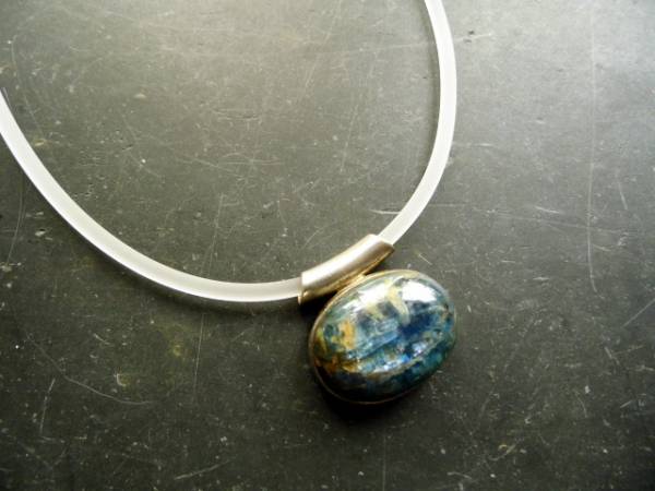 Kette, Kautschukband, Schmuck, 40 cm, milchig weiß