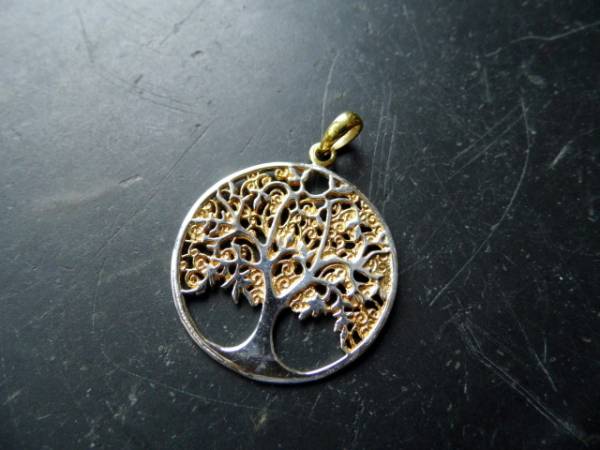 Anhänger, Baum des Lebens, Bronze, teilweise versilbert, Schmuck, Frauen, Männer