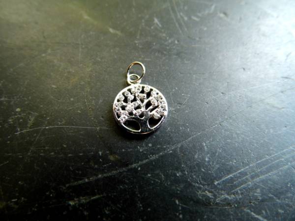 Silberanhänger, Anhänger, Baum, Baum des Lebens, Zirkonia, Esoterik, Schmuck, Unisex, groß
