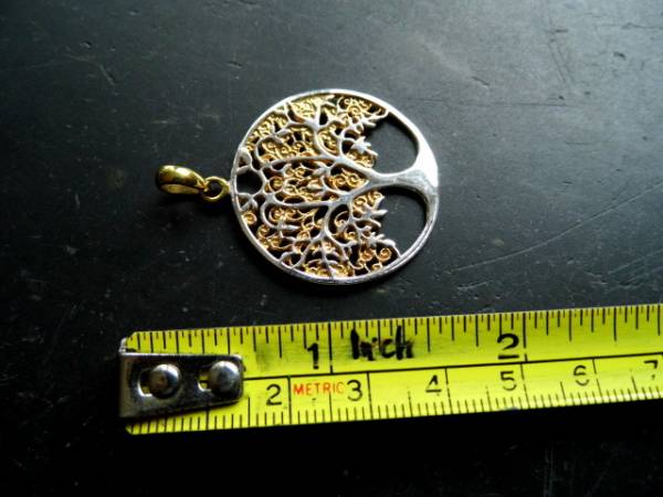 Anhänger, Baum des Lebens, Bronze, teilweise versilbert, Schmuck, Frauen, Männer