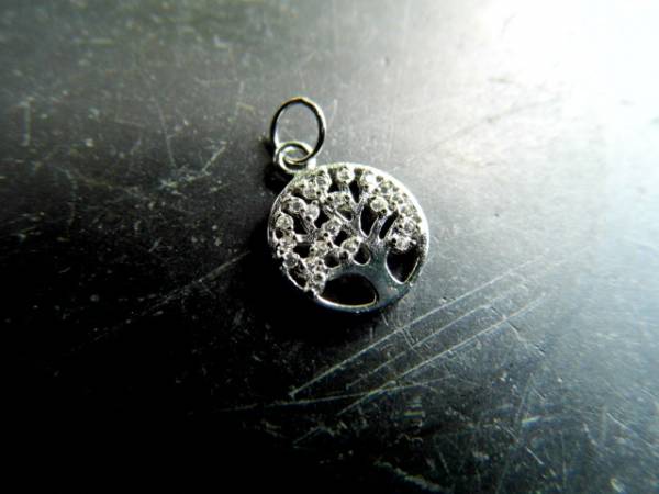 Silberanhänger, Anhänger, Baum, Baum des Lebens, Zirkonia, Esoterik, Schmuck, Unisex, groß