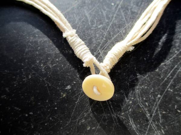 Kette, Baumwollband, siebenreihig, naturfarben, Knopf