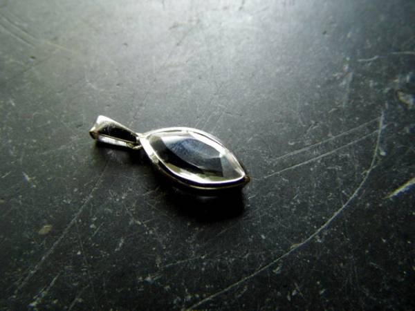 Anhänger, Bergkristall, facettiert, Sterlingsilber, oval, spitz, weiß, zierlich, Schmuck