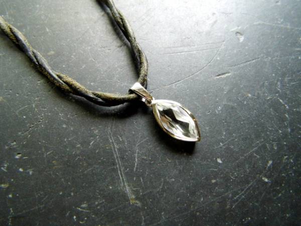 Anhänger, Bergkristall, facettiert, Sterlingsilber, oval, spitz, weiß, zierlich, Schmuck