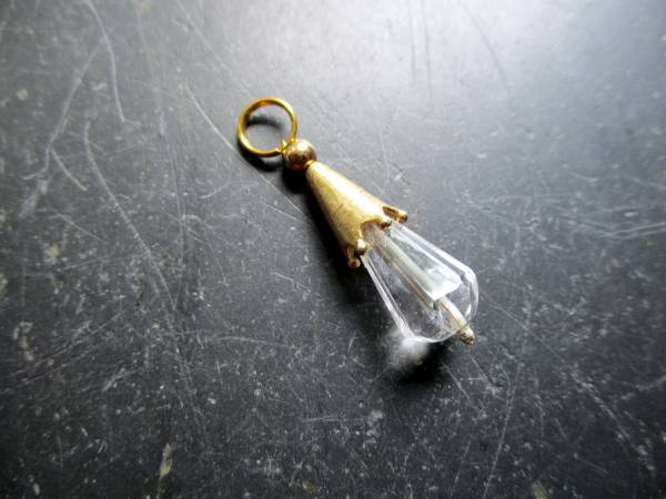 Anhänger, Sterlingsilber, vergoldet, Krone, Bergkristall, facettiert, Schmuck, Frauen