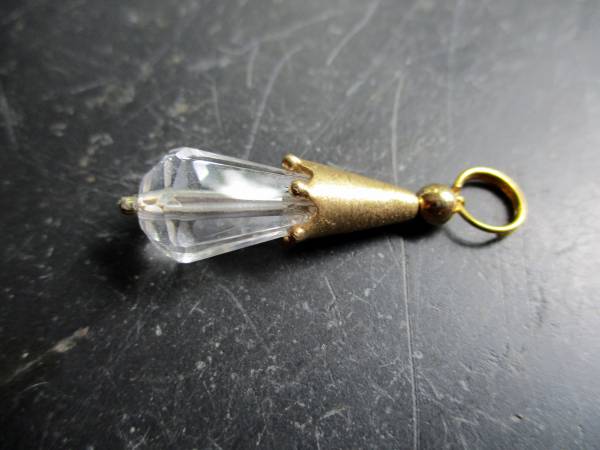 Anhänger, Sterlingsilber, vergoldet, Krone, Bergkristall, facettiert, Schmuck, Frauen