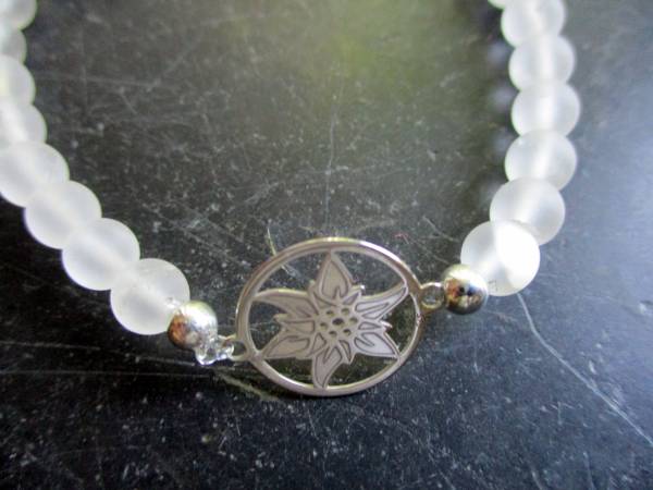 Armband, Bergkristall, Silber,  Edelweiß, Symbolarmband, Dirndl, Tracht
