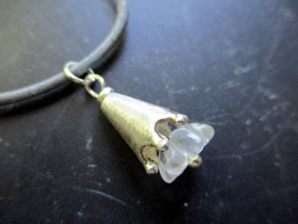 Anhänger, Sterlingsilber, Bergkristall, Blume, Krone, Schmuck, Frauen, Mädchen, Lederband