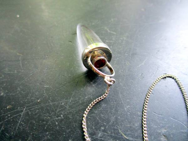 Pendel, Spitzpendel, Sterlingsilber, Bergkristall, Granat, Esoterik, Wicca