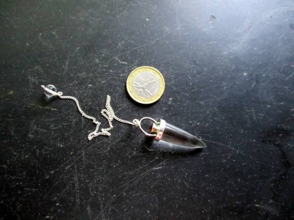 Pendel, Spitzpendel, Sterlingsilber, Bergkristall, Granat, Esoterik, Wicca