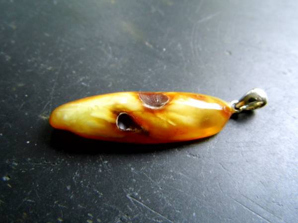 Anhänger, Bernstein, Silber, gelb, Natur,  Unisex