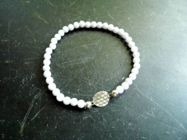 Armband, Symbolarmband, Chalcedon, hellblau, Blume des Lebens, Silber, Schmuck