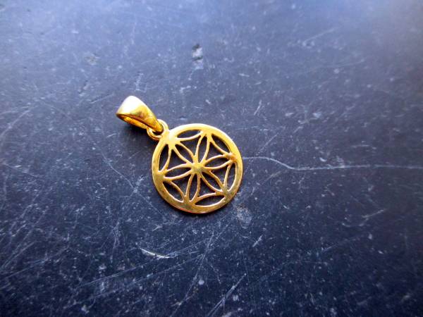 Anhänger, Sterlingsilber, vergoldet, Saat des Lebens, heilige Geometrie, Blume