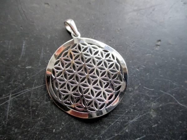 Anhänger, Blume des Lebens, Sterlingsilber, gewellt, heilige Geometrie, Symbol, Schutz