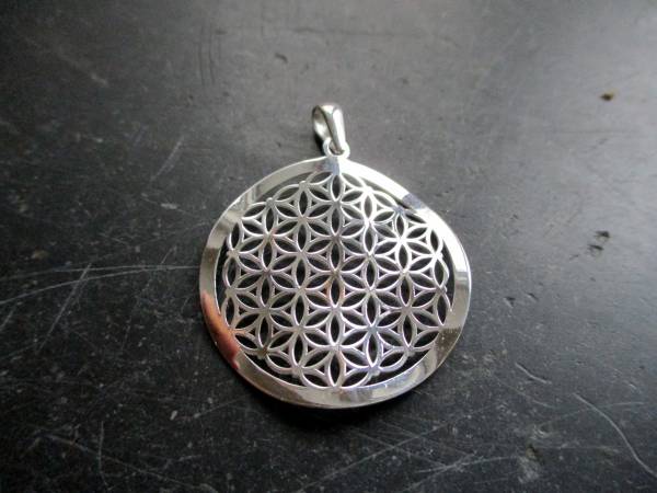 Anhänger, Blume des Lebens, Sterlingsilber, gewellt, heilige Geometrie, Symbol, Schutz