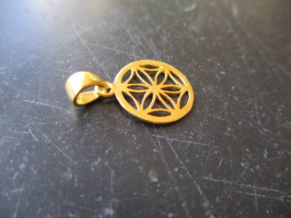 Anhänger, Sterlingsilber, vergoldet, Saat des Lebens, heilige Geometrie, Blume
