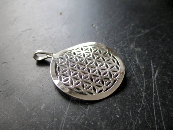 Anhänger, Blume des Lebens, Sterlingsilber, gewellt, heilige Geometrie, Symbol, Schutz