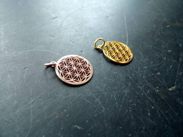 Blume des Lebens, Anhänger, Silber, rose vergoldet, Symbol, Schmuck, klein