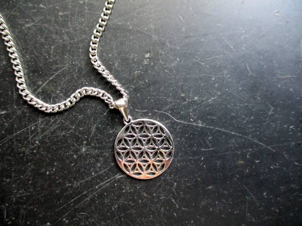 Anhänger, Blume des Lebens, Sterlinggsilber, heilige Geometrie