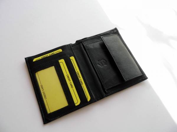 Geldbörse, Portemonnaie, Unisex, schwarz, Leder