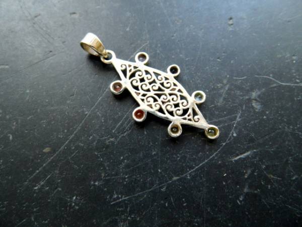 Anhänger, Sterlingsilber, Chakra, Edelsteine, Raute, Unisex