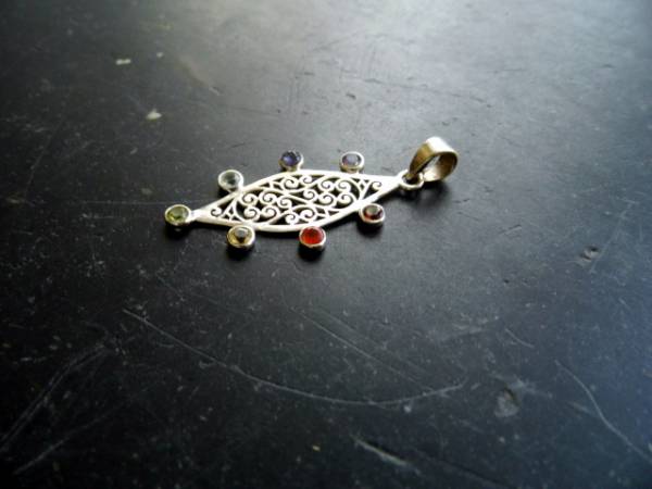 Anhänger, Sterlingsilber, Chakra, Edelsteine, Raute, Unisex